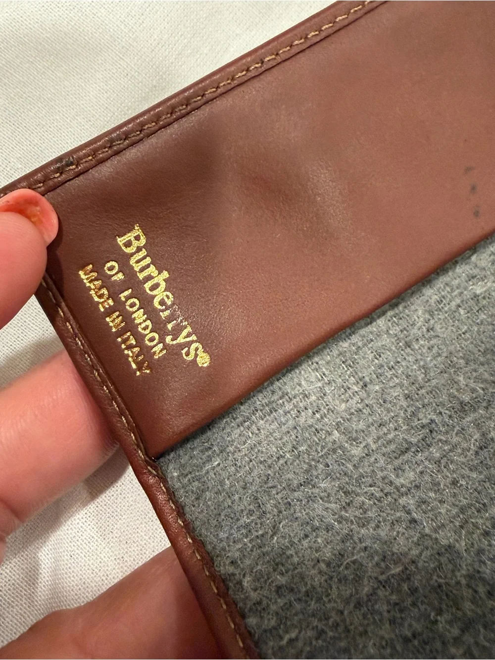Burberry Beige Check and Brown Leather Key & Card Holder